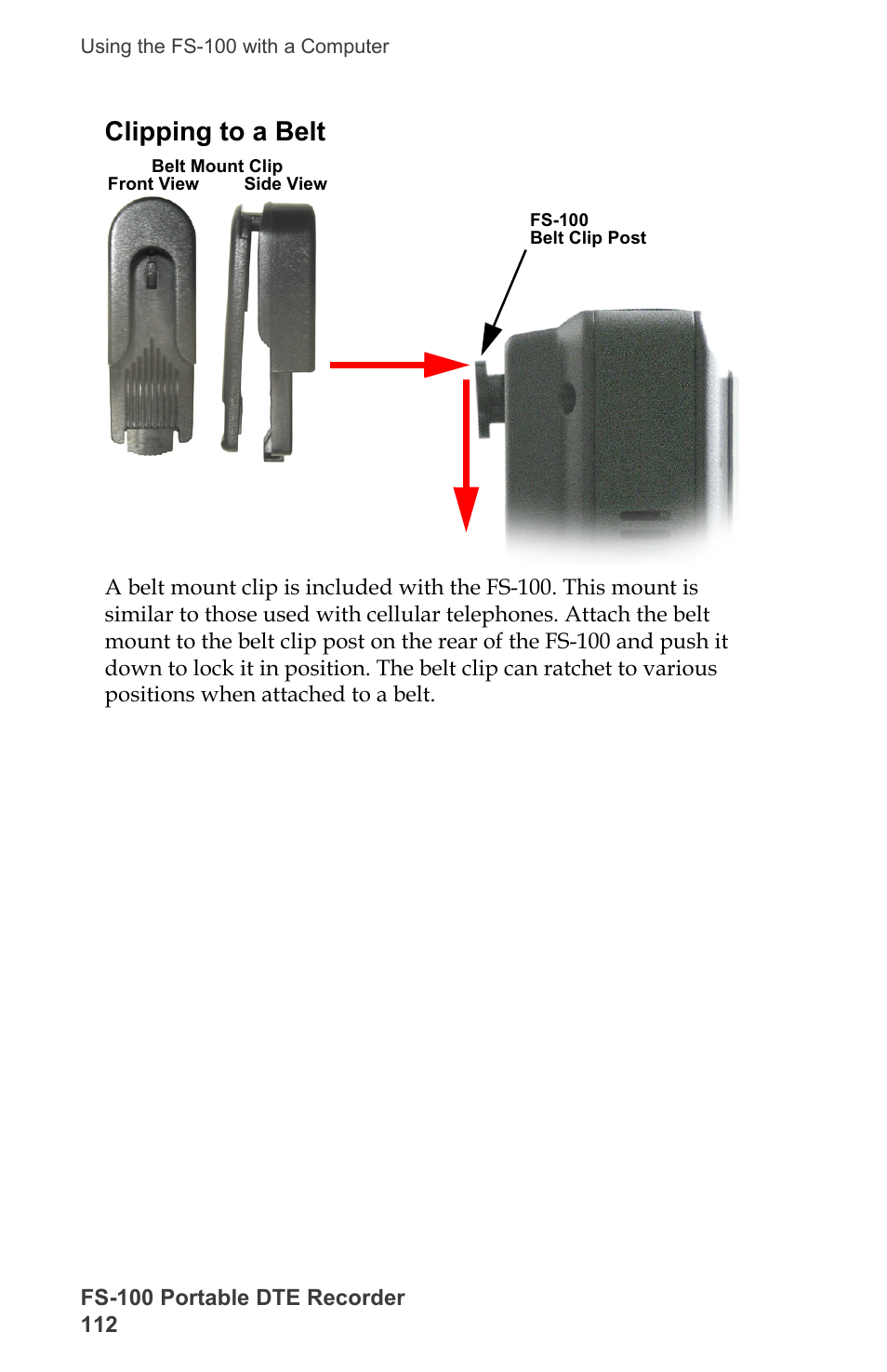 Clipping to a belt | FOCUS Enhancements DVCPRO/DV User Manual | Page 130 / 162