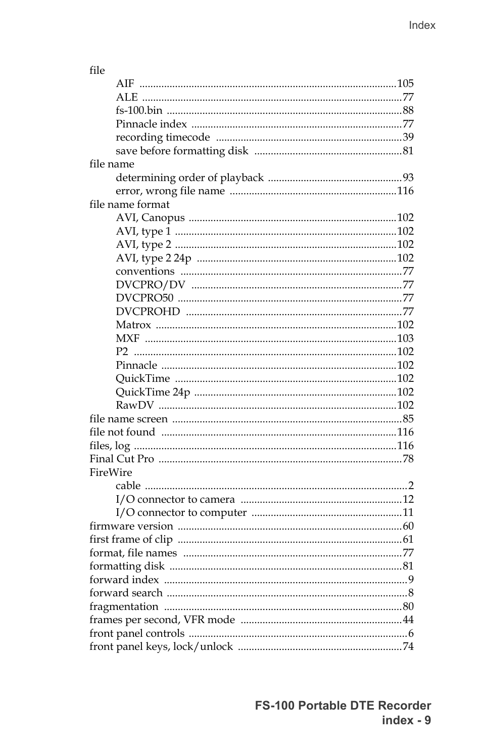 FOCUS Enhancements DVCPRO/DV User Manual | Page 145 / 162