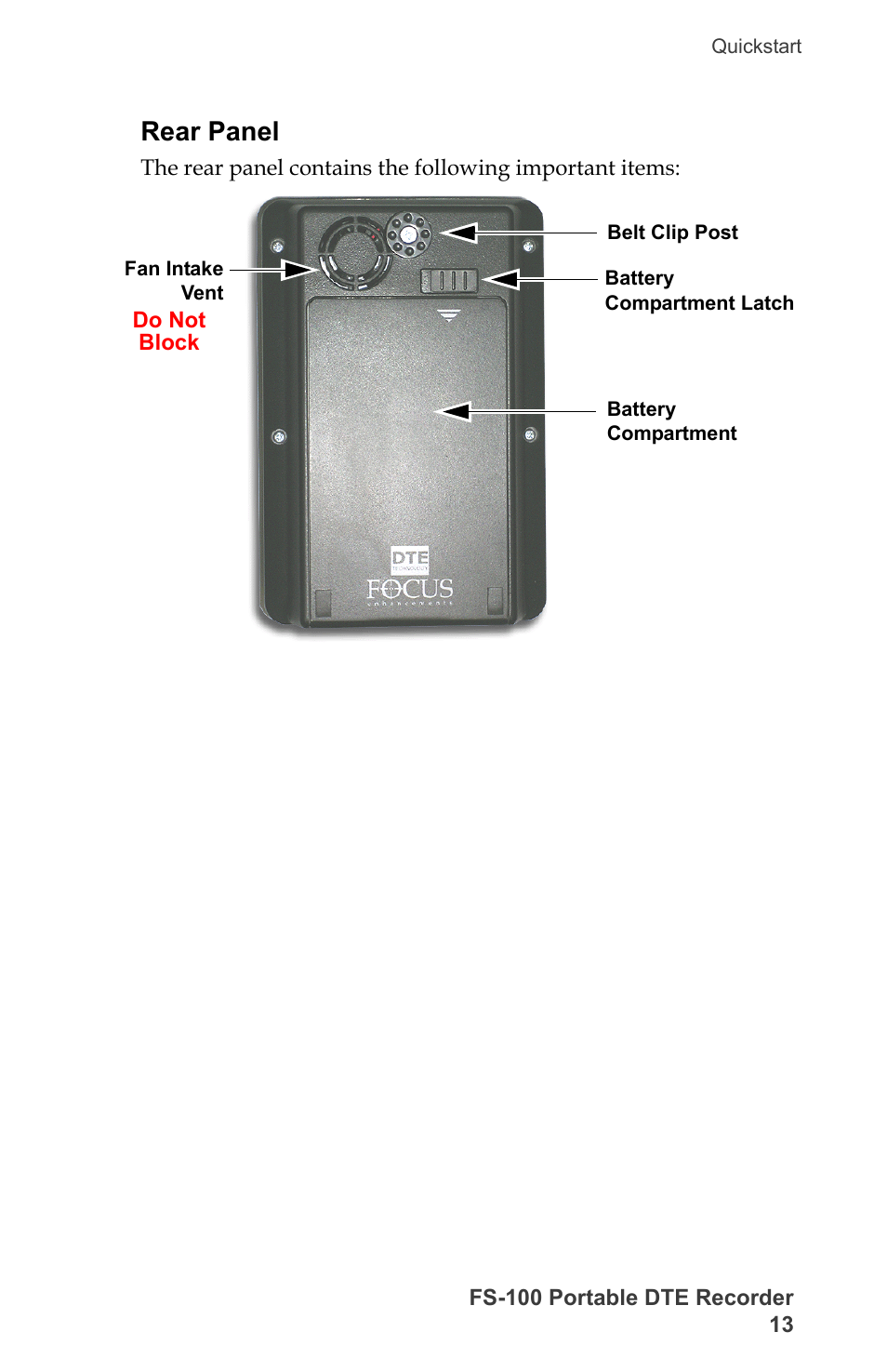Rear panel | FOCUS Enhancements DVCPRO/DV User Manual | Page 31 / 162