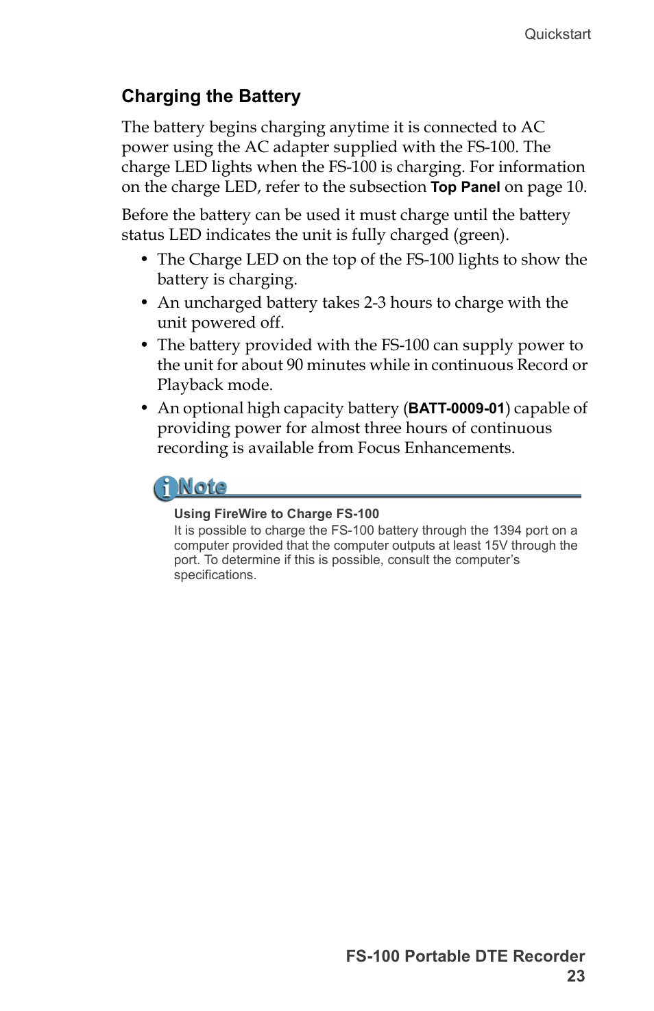 Charging the battery | FOCUS Enhancements DVCPRO/DV User Manual | Page 41 / 162