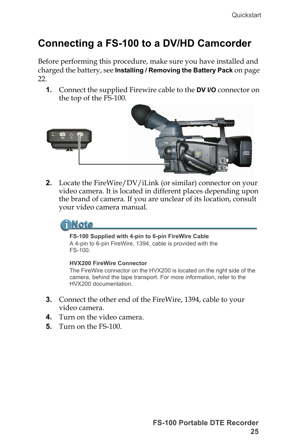 Connecting a fs-100 to a dv/hd camcorder | FOCUS Enhancements DVCPRO/DV User Manual | Page 43 / 162