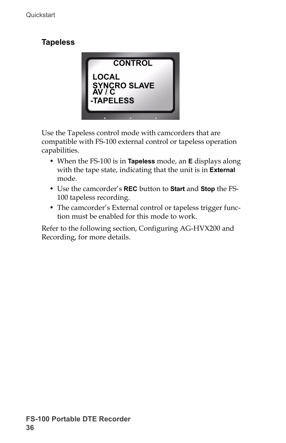 Tapeless, Tapeless 36 | FOCUS Enhancements DVCPRO/DV User Manual | Page 54 / 162