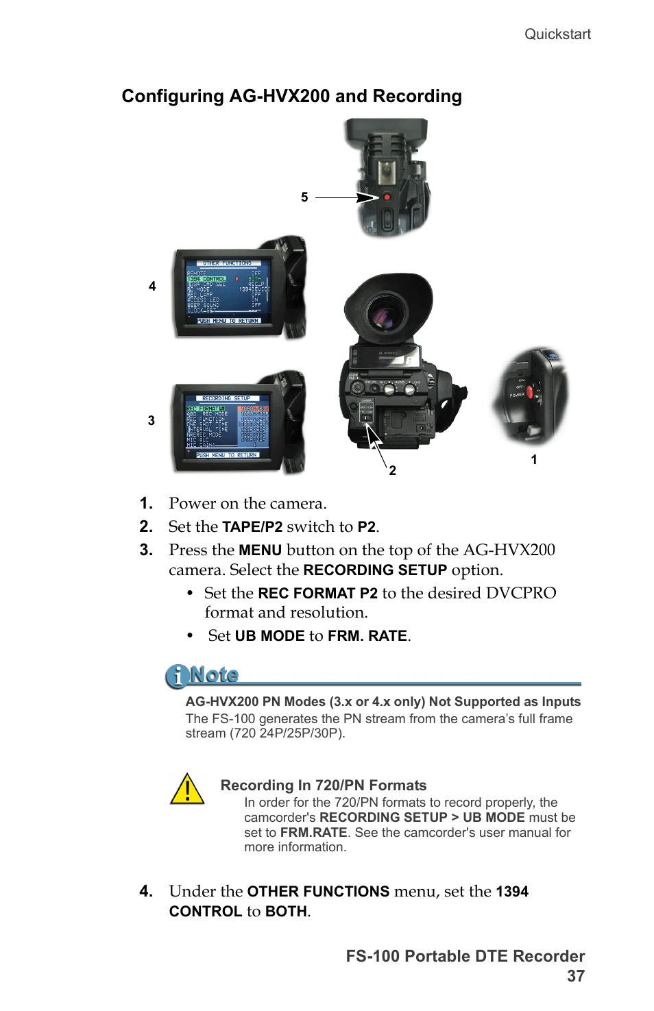 Configuring ag-hvx200 and recording | FOCUS Enhancements DVCPRO/DV User Manual | Page 55 / 162