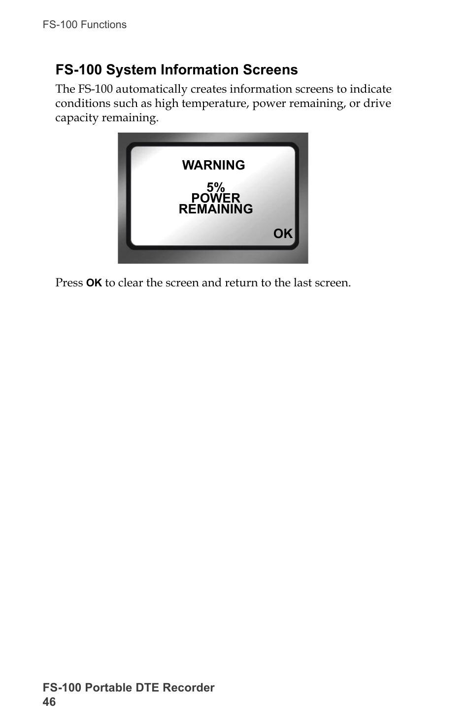Fs-100 system information screens | FOCUS Enhancements DVCPRO/DV User Manual | Page 64 / 162