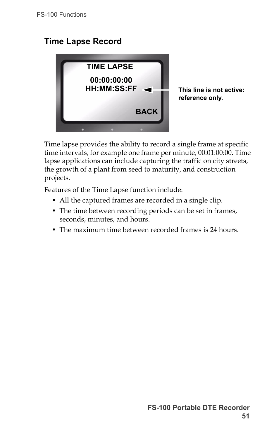 Time lapse record | FOCUS Enhancements DVCPRO/DV User Manual | Page 69 / 162