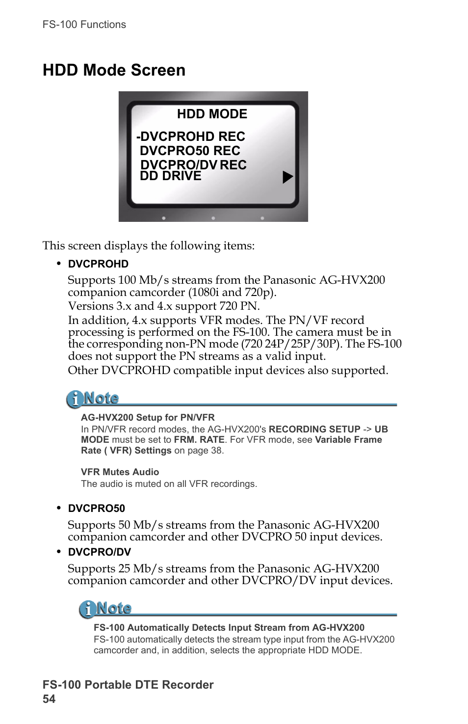 Hdd mode screen | FOCUS Enhancements DVCPRO/DV User Manual | Page 72 / 162