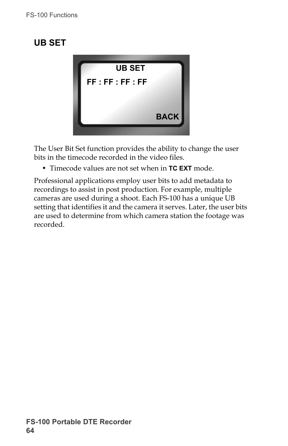 Ub set | FOCUS Enhancements DVCPRO/DV User Manual | Page 82 / 162