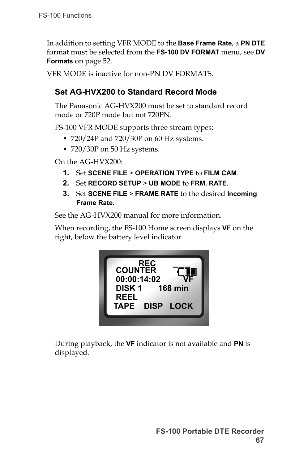 Set ag-hvx200 to standard record mode | FOCUS Enhancements DVCPRO/DV User Manual | Page 85 / 162