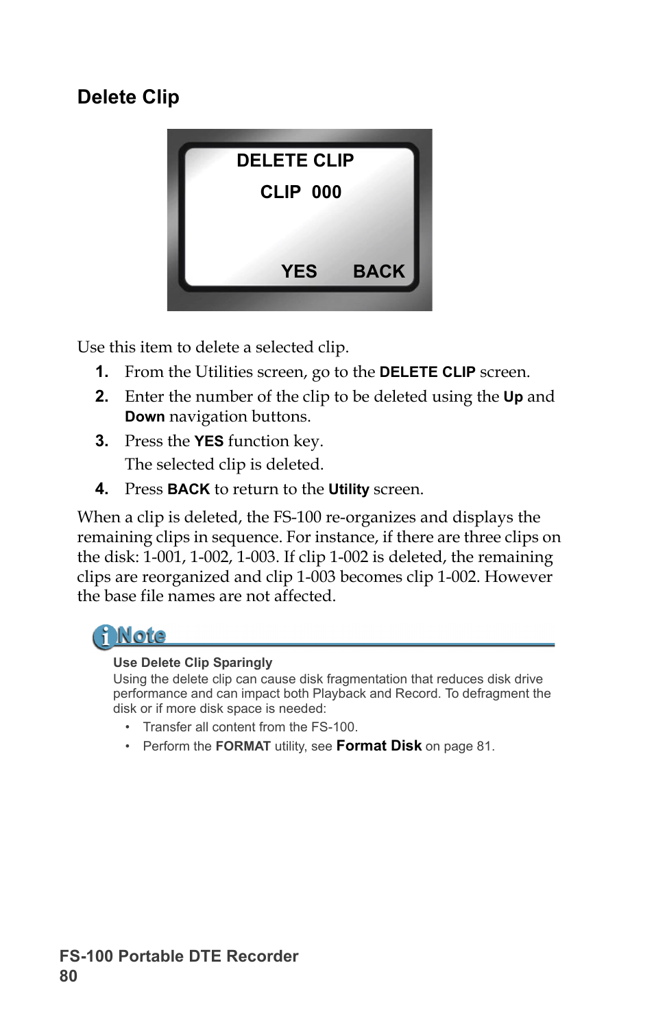 Delete clip | FOCUS Enhancements DVCPRO/DV User Manual | Page 98 / 162