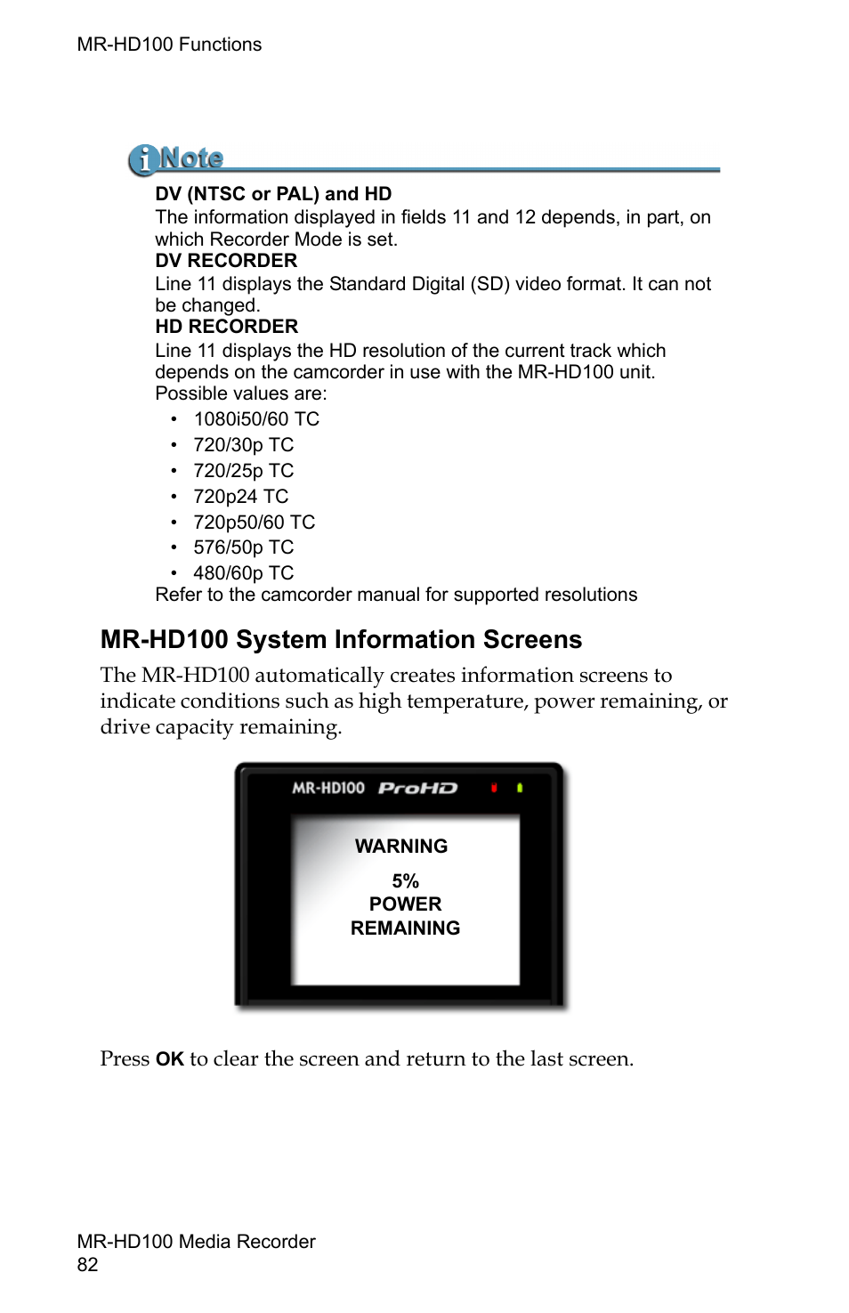 Mr-hd100 system information screens | FOCUS Enhancements MR-HD100 User Manual | Page 102 / 224