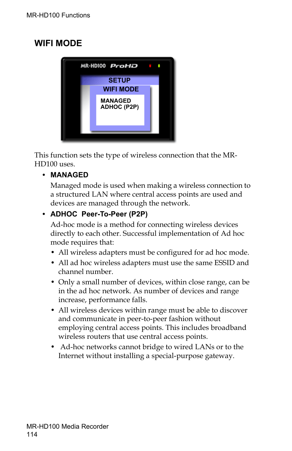 Wifi mode | FOCUS Enhancements MR-HD100 User Manual | Page 134 / 224