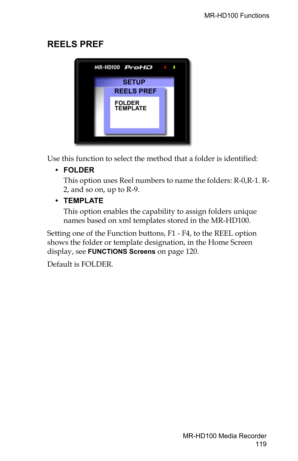 Reels pref | FOCUS Enhancements MR-HD100 User Manual | Page 139 / 224