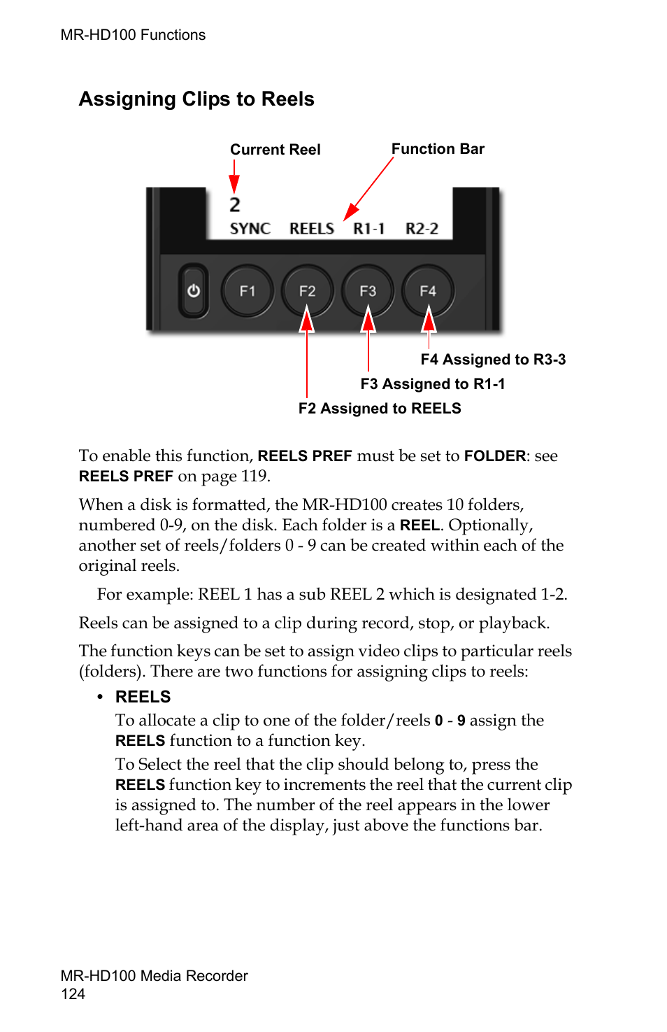 Assigning clips to reels | FOCUS Enhancements MR-HD100 User Manual | Page 144 / 224