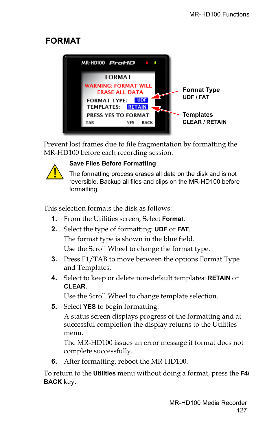 Format | FOCUS Enhancements MR-HD100 User Manual | Page 147 / 224