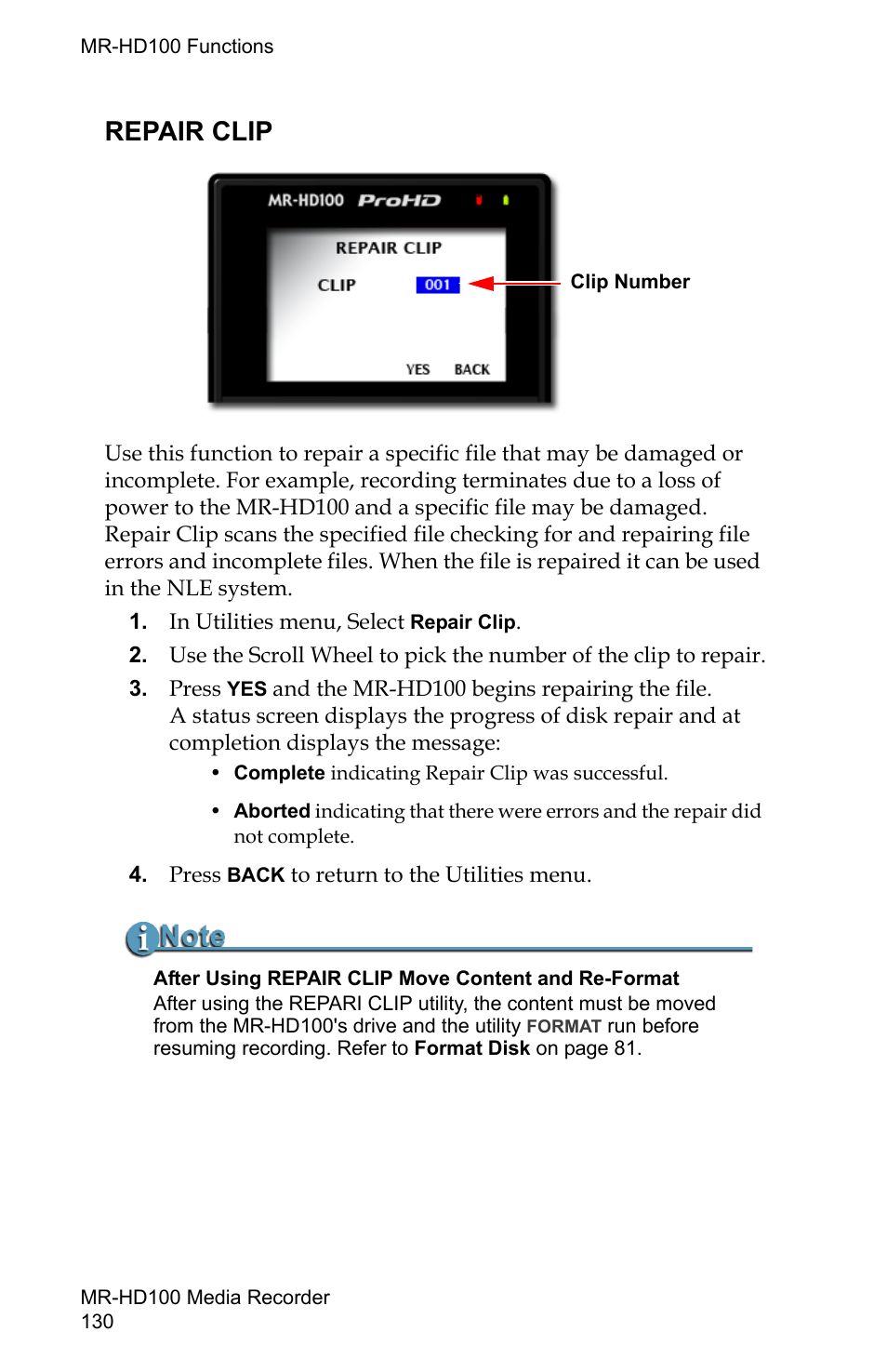 Repair clip | FOCUS Enhancements MR-HD100 User Manual | Page 150 / 224