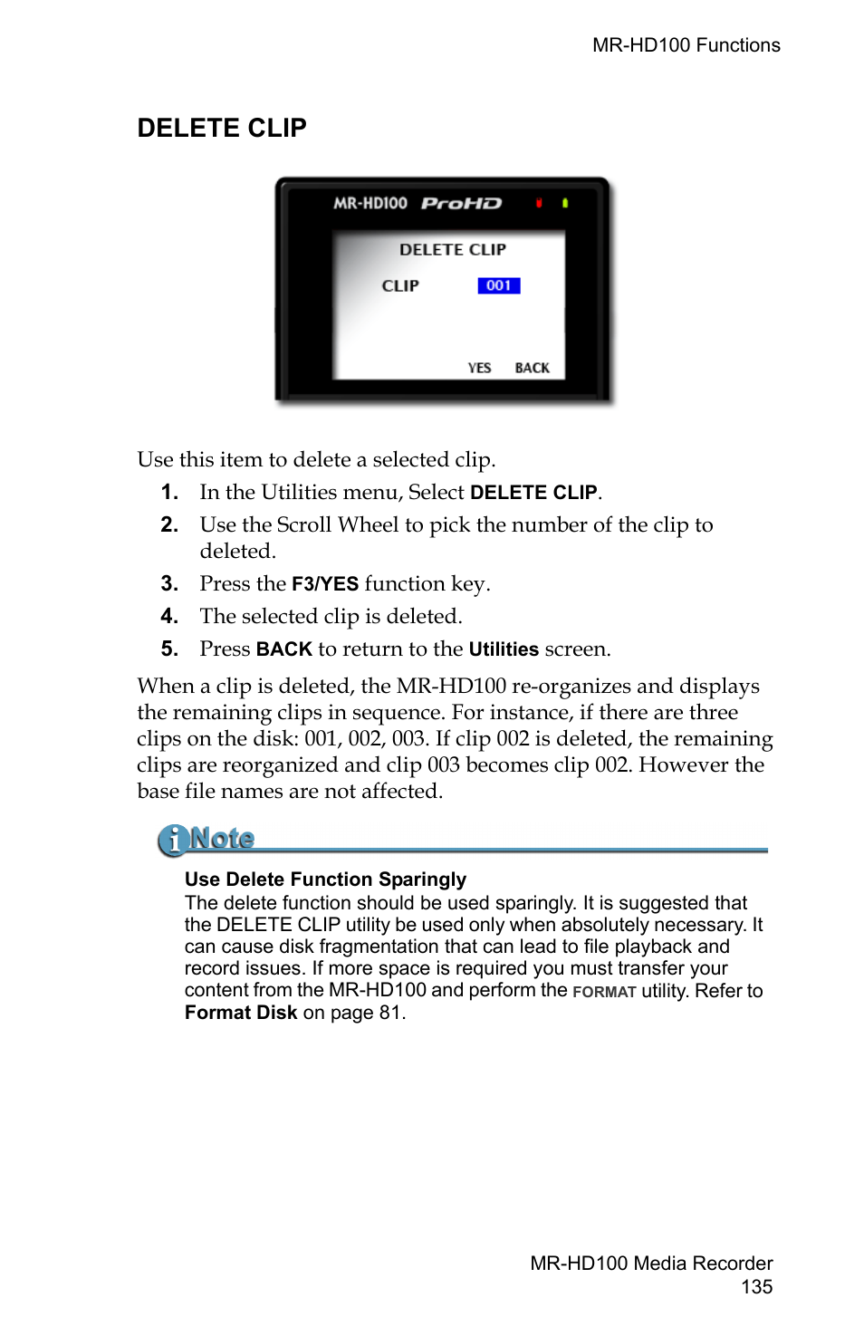 Delete clip | FOCUS Enhancements MR-HD100 User Manual | Page 155 / 224