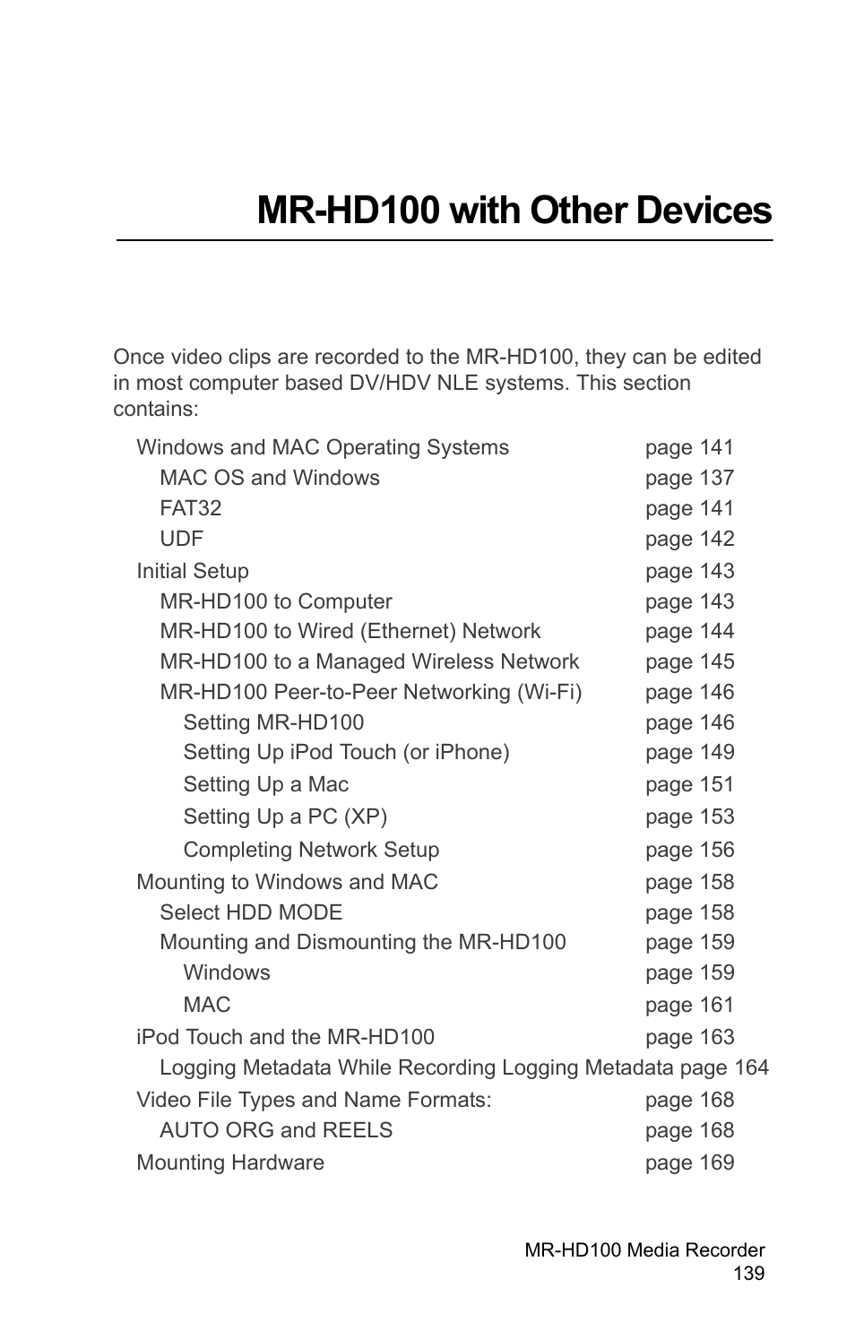 Mr-hd100 with other devices | FOCUS Enhancements MR-HD100 User Manual | Page 159 / 224