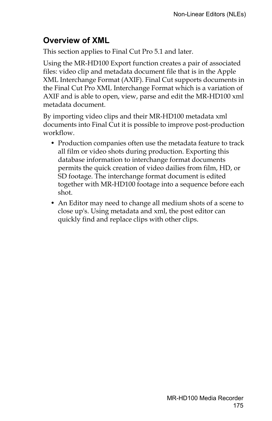 Overview of xml | FOCUS Enhancements MR-HD100 User Manual | Page 195 / 224