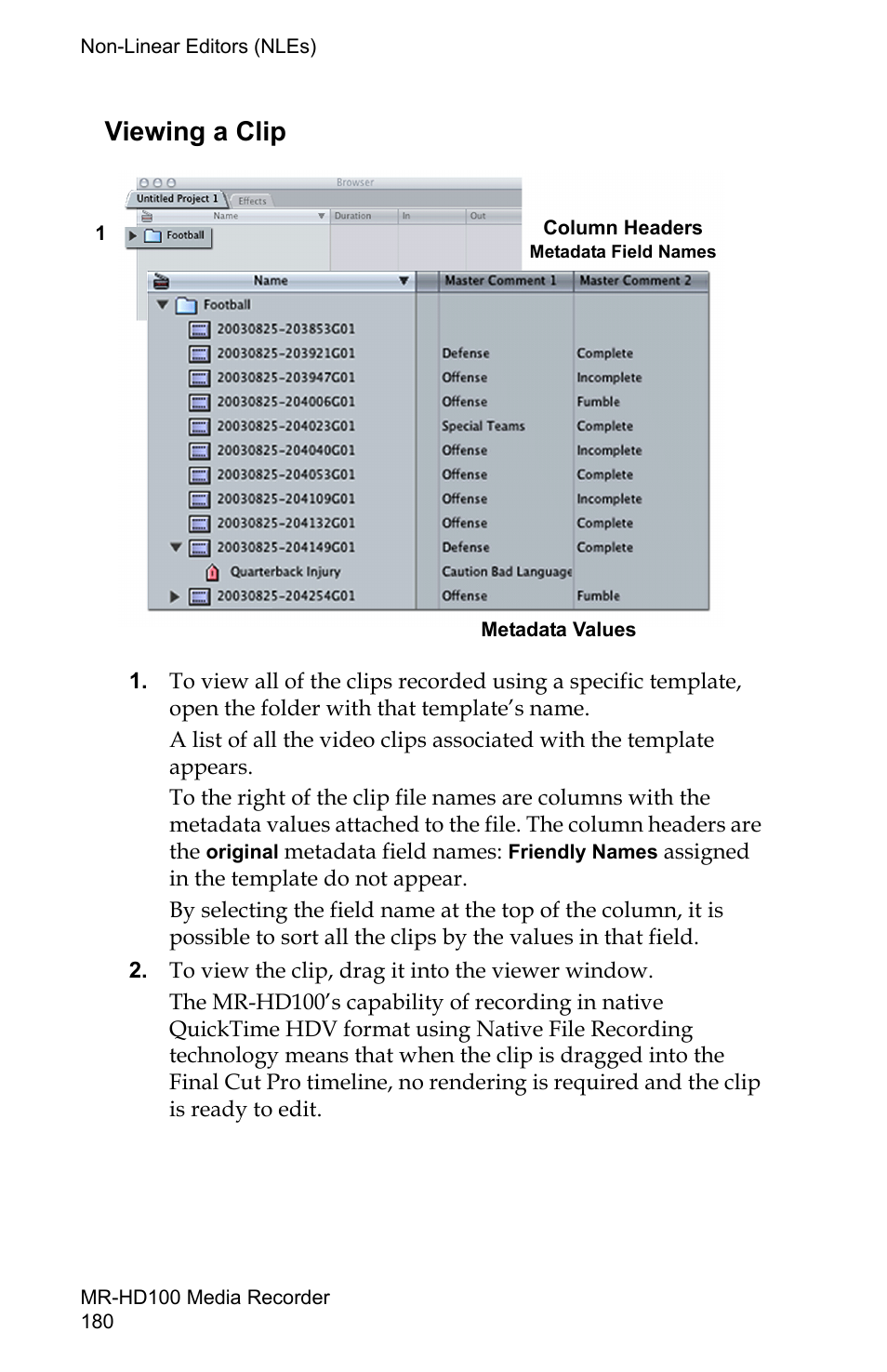 Viewing a clip | FOCUS Enhancements MR-HD100 User Manual | Page 200 / 224