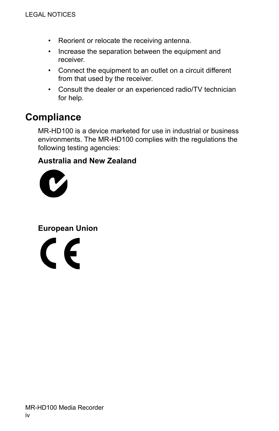 Compliance | FOCUS Enhancements MR-HD100 User Manual | Page 6 / 224