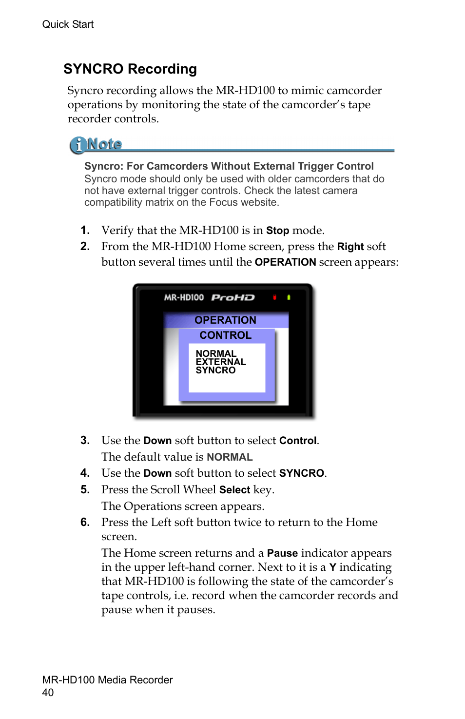 Syncro recording | FOCUS Enhancements MR-HD100 User Manual | Page 60 / 224