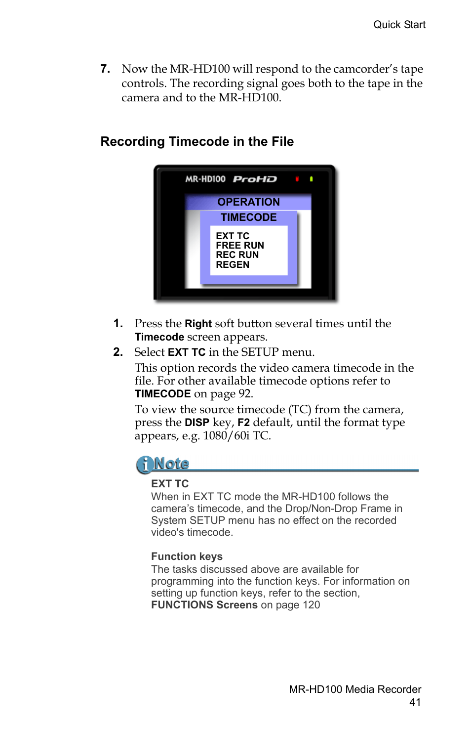 Recording timecode in the file | FOCUS Enhancements MR-HD100 User Manual | Page 61 / 224