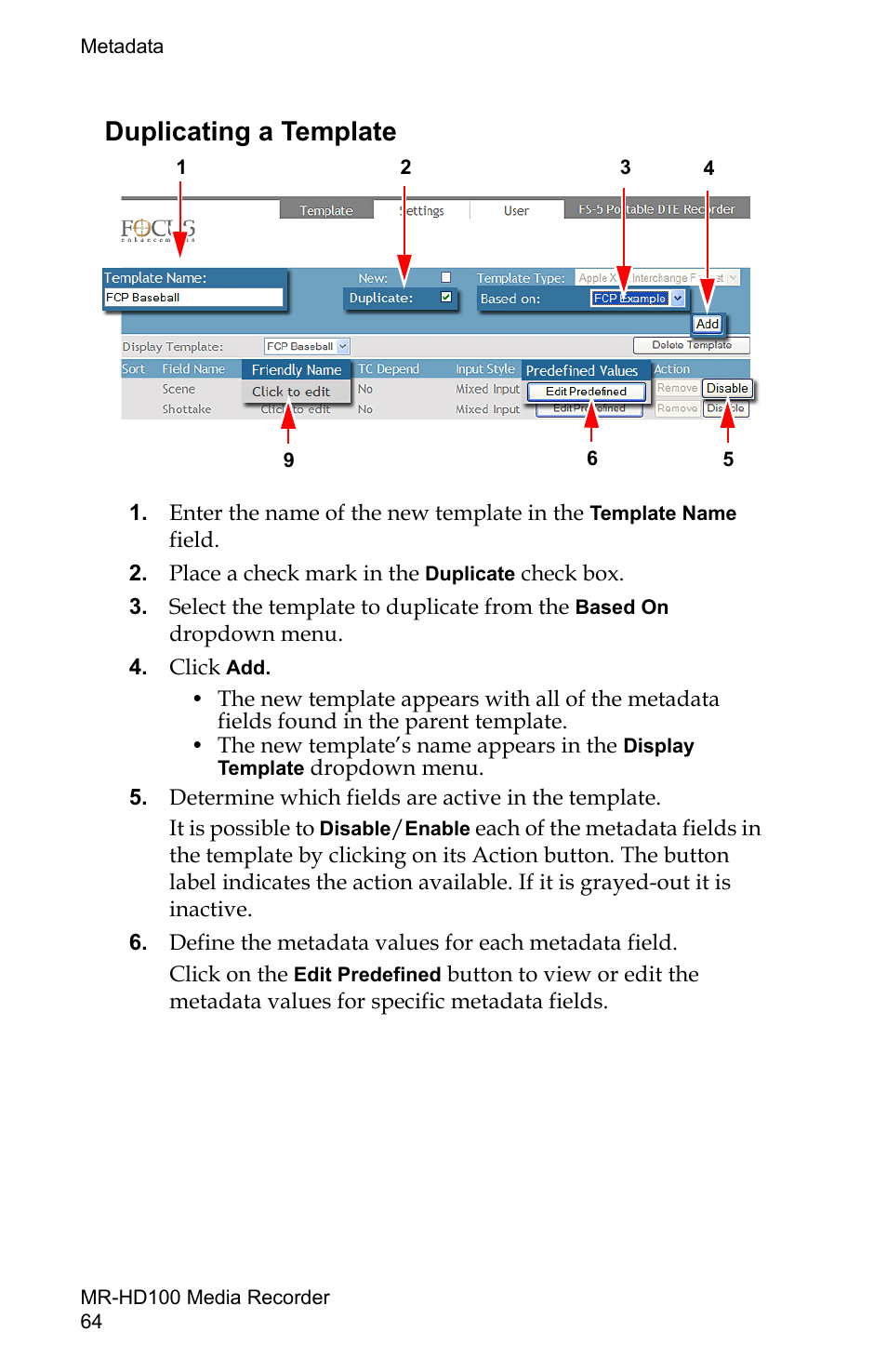 Duplicating a template | FOCUS Enhancements MR-HD100 User Manual | Page 84 / 224