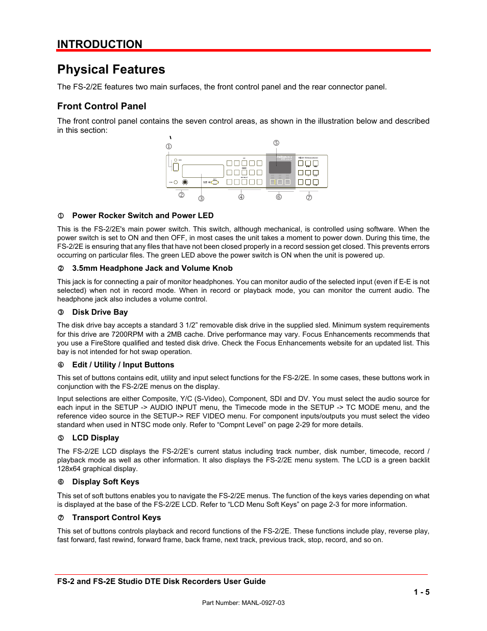 Physical features, Introduction | FOCUS Enhancements FS-2/2E User Manual | Page 16 / 71