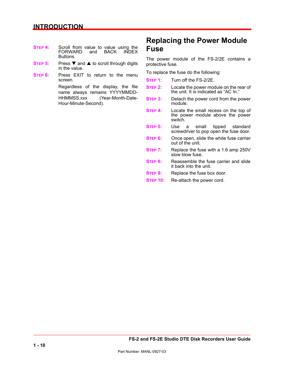 Replacing the power module fuse, Introduction | FOCUS Enhancements FS-2/2E User Manual | Page 21 / 71