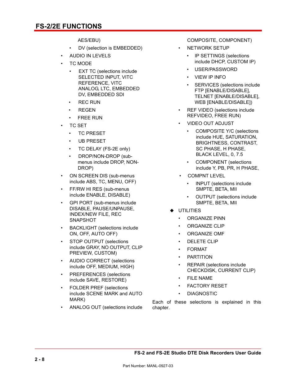 Fs-2/2e functions | FOCUS Enhancements FS-2/2E User Manual | Page 29 / 71