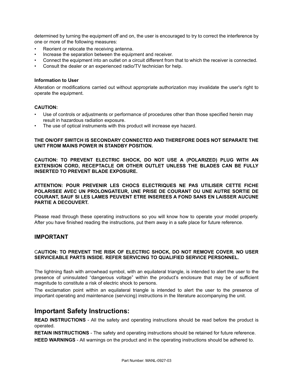 Important safety instructions | FOCUS Enhancements FS-2/2E User Manual | Page 3 / 71