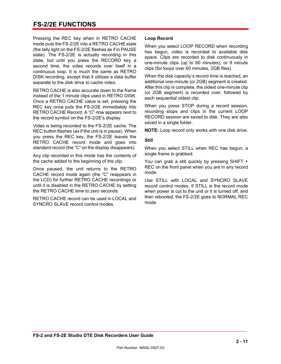 Fs-2/2e functions | FOCUS Enhancements FS-2/2E User Manual | Page 32 / 71