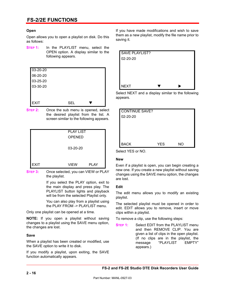 Fs-2/2e functions | FOCUS Enhancements FS-2/2E User Manual | Page 37 / 71