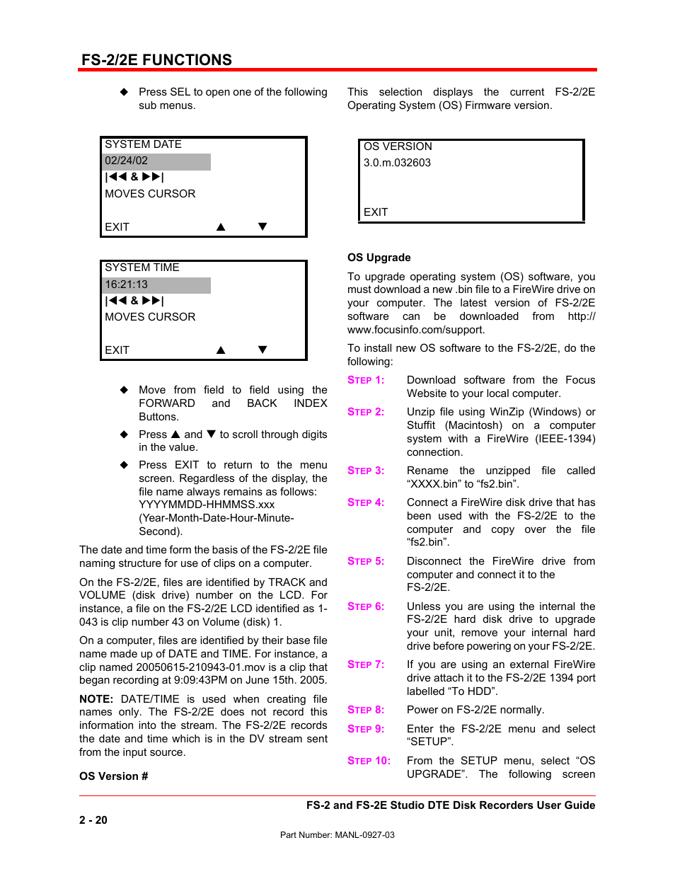 Fs-2/2e functions | FOCUS Enhancements FS-2/2E User Manual | Page 41 / 71