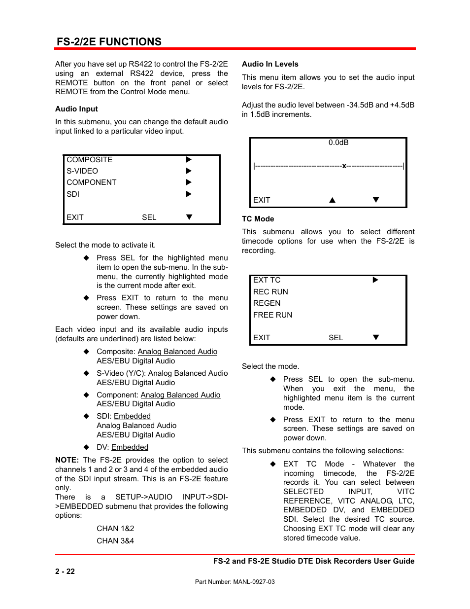 Fs-2/2e functions | FOCUS Enhancements FS-2/2E User Manual | Page 43 / 71