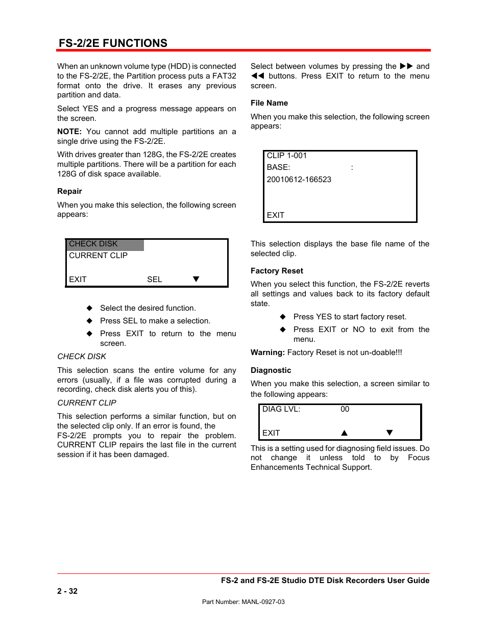 Fs-2/2e functions | FOCUS Enhancements FS-2/2E User Manual | Page 53 / 71