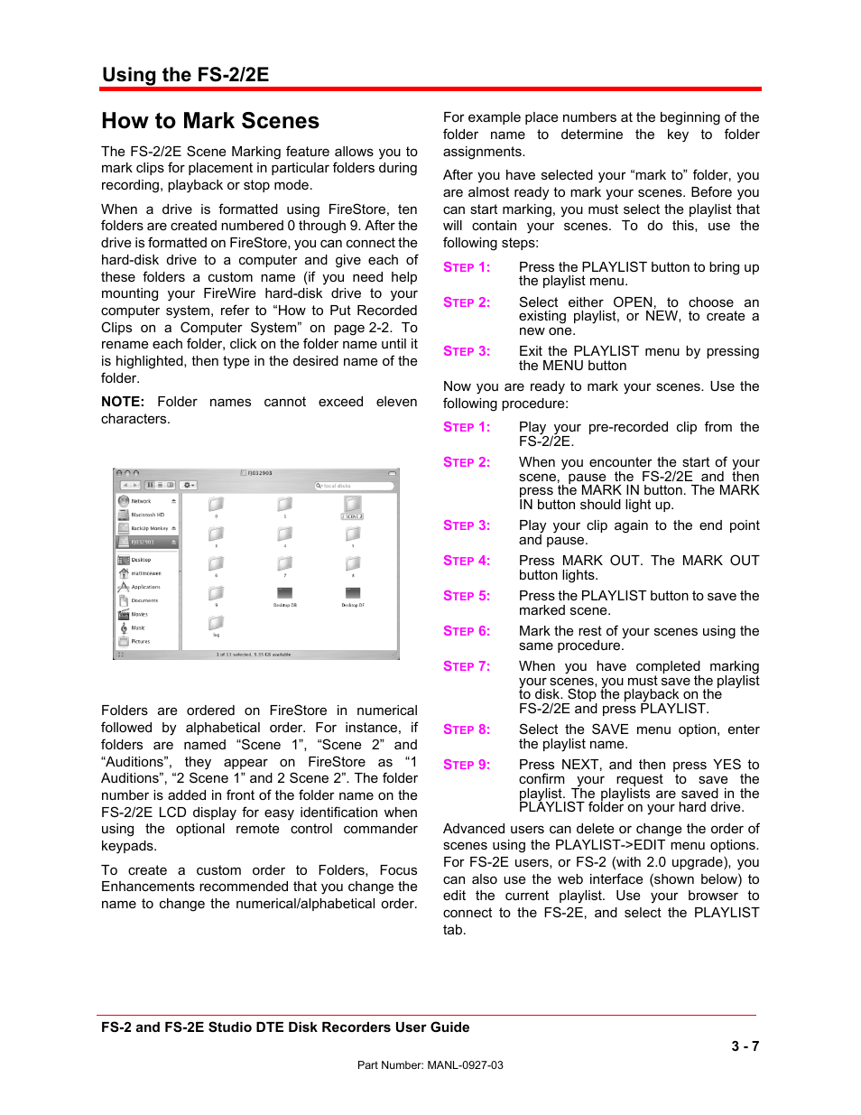 How to mark scenes, Using the fs-2/2e | FOCUS Enhancements FS-2/2E User Manual | Page 60 / 71