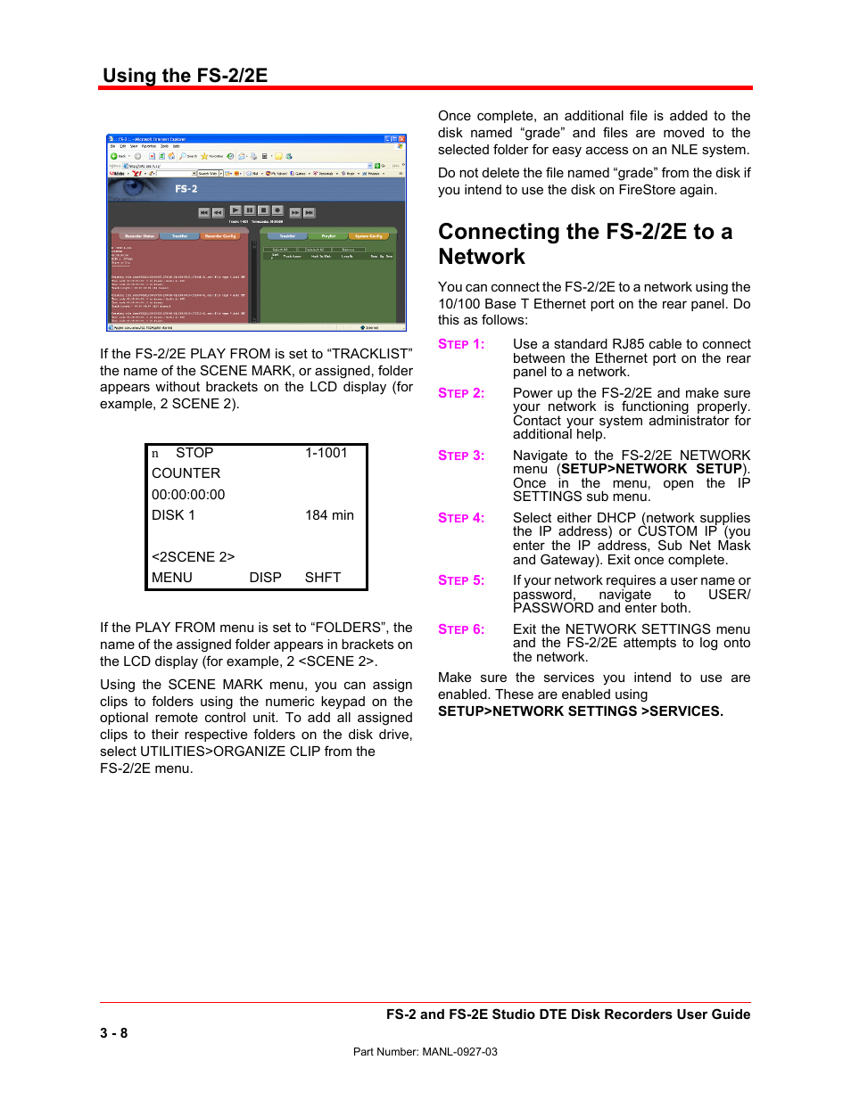 Connecting the fs-2/2e to a network, Using the fs-2/2e | FOCUS Enhancements FS-2/2E User Manual | Page 61 / 71