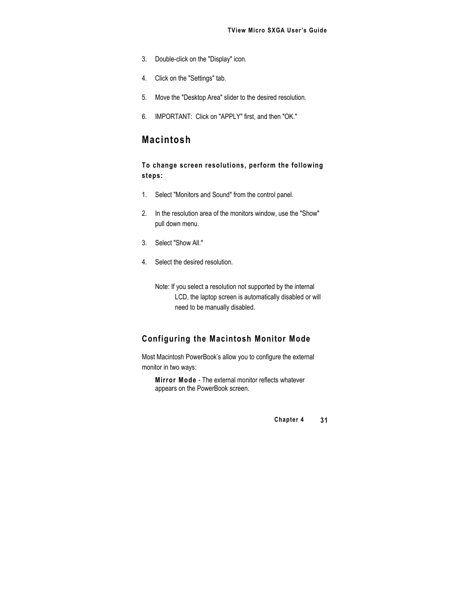 Macintosh | FOCUS Enhancements SXGA User Manual | Page 35 / 45