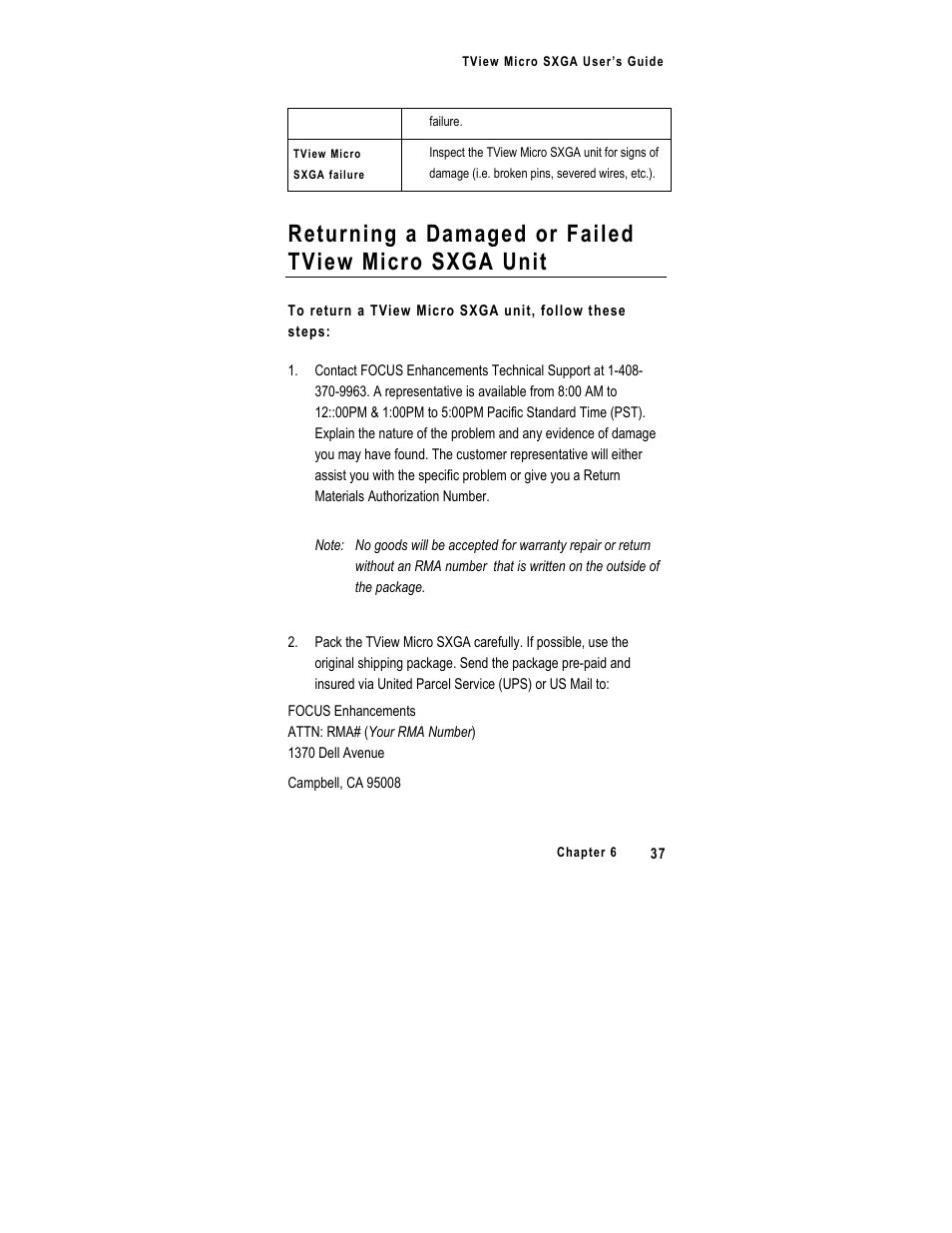FOCUS Enhancements SXGA User Manual | Page 41 / 45