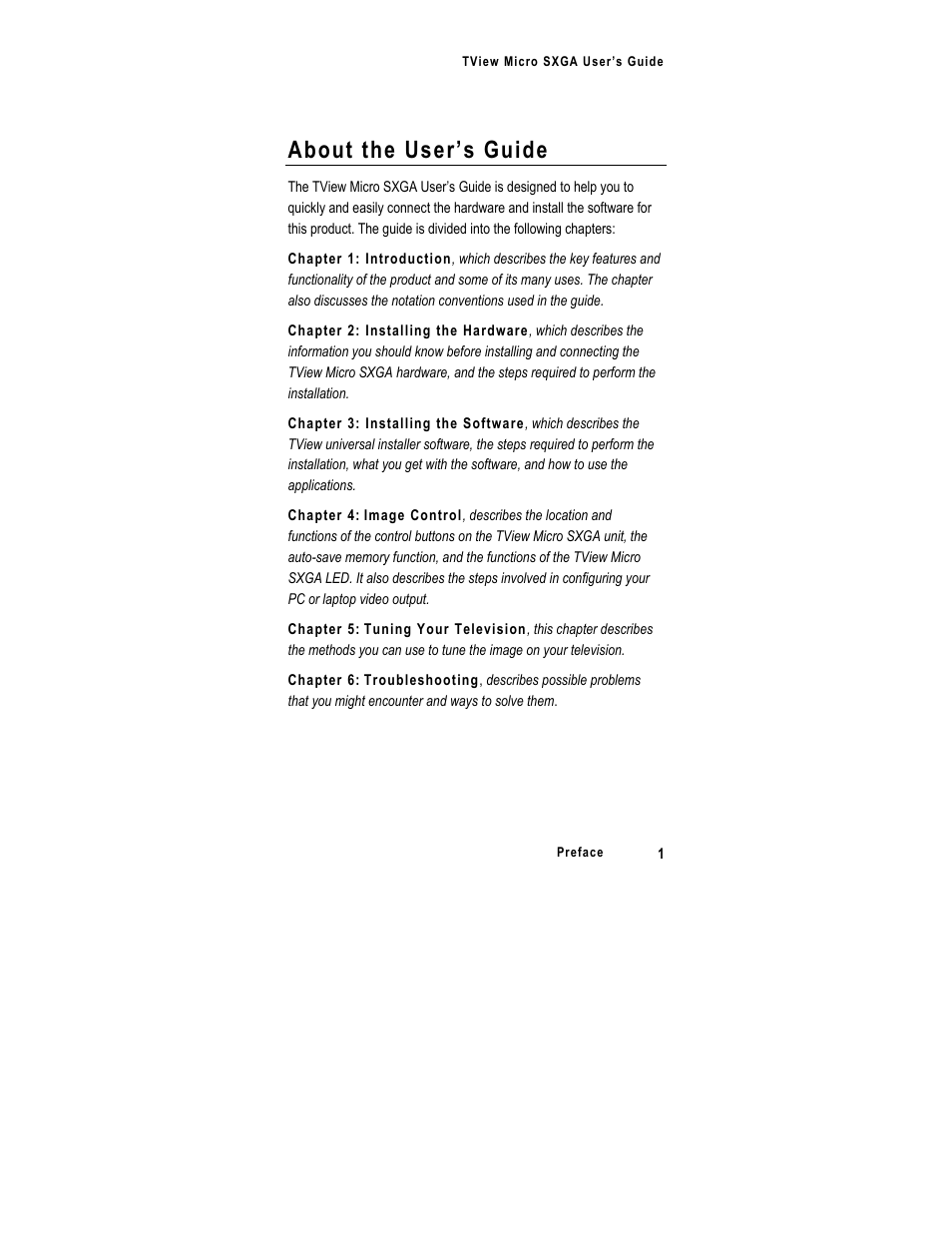 About the user’s guide | FOCUS Enhancements SXGA User Manual | Page 5 / 45