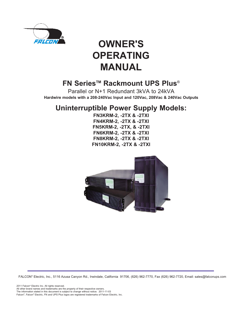 Falcon RACKMOUNT UPS PLUS FN4KRM-2TX User Manual | 44 pages