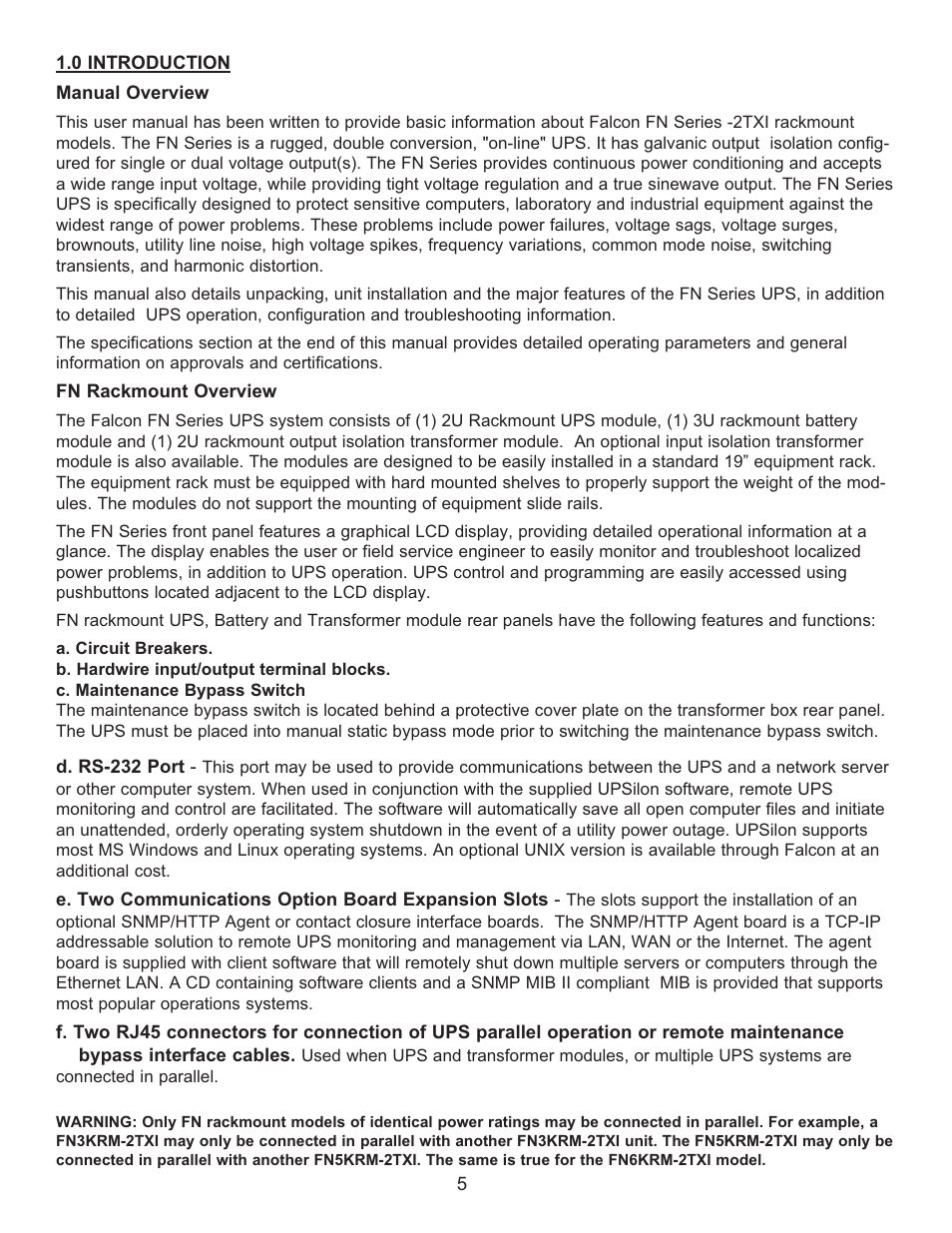 Falcon RACKMOUNT UPS PLUS FN4KRM-2TX User Manual | Page 5 / 44