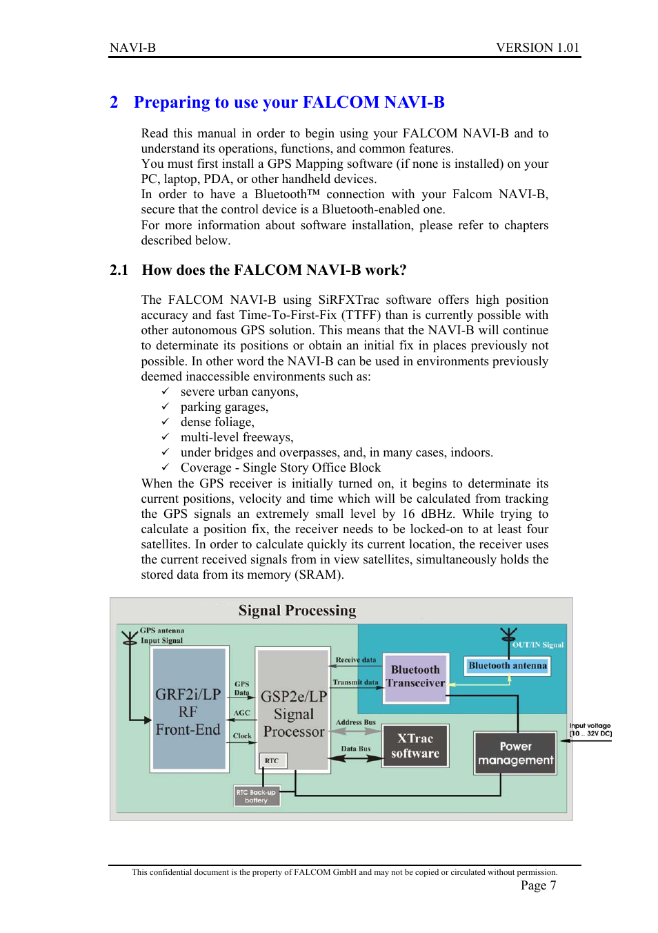 Preparing to use your falcom navi-b, How does the falcom navi-b work, Ow does the | Falcom navi-b, Work, 2 preparing to use your falcom navi-b, 1 how does the falcom navi-b work | Falcon NAVI-B User Manual | Page 7 / 25