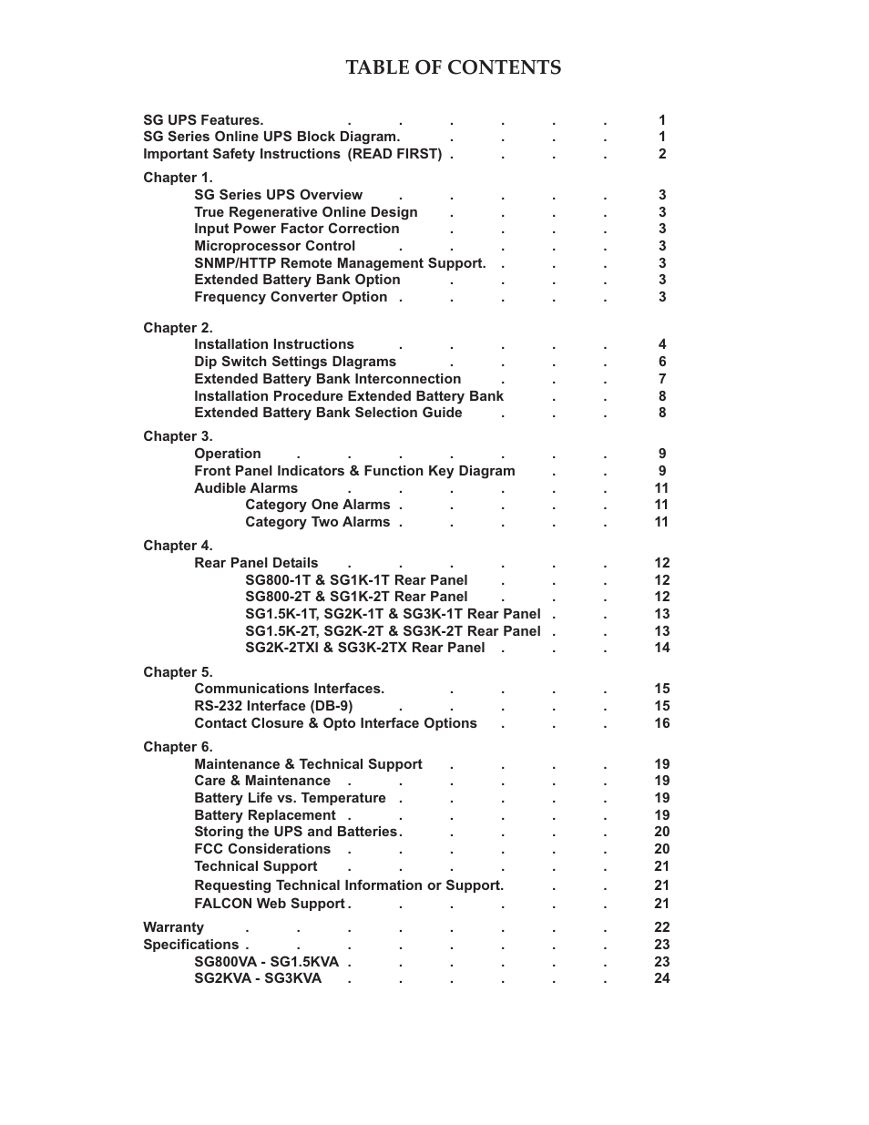 Falcon SG2K-1T User Manual | Page 2 / 26