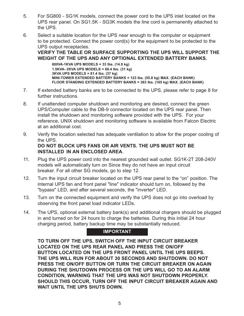 Falcon SG2K-1T User Manual | Page 7 / 26