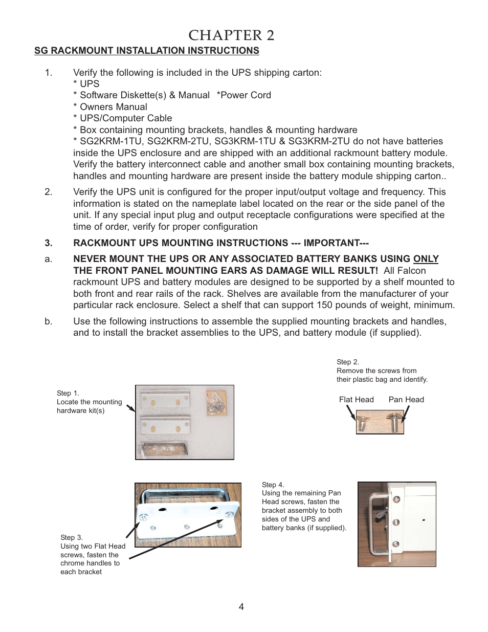 Chapter, Chapter 2 2 | Falcon RACKMOUNT SG SERIES UPS PLUS SG1KRM-1TU User Manual | Page 6 / 24