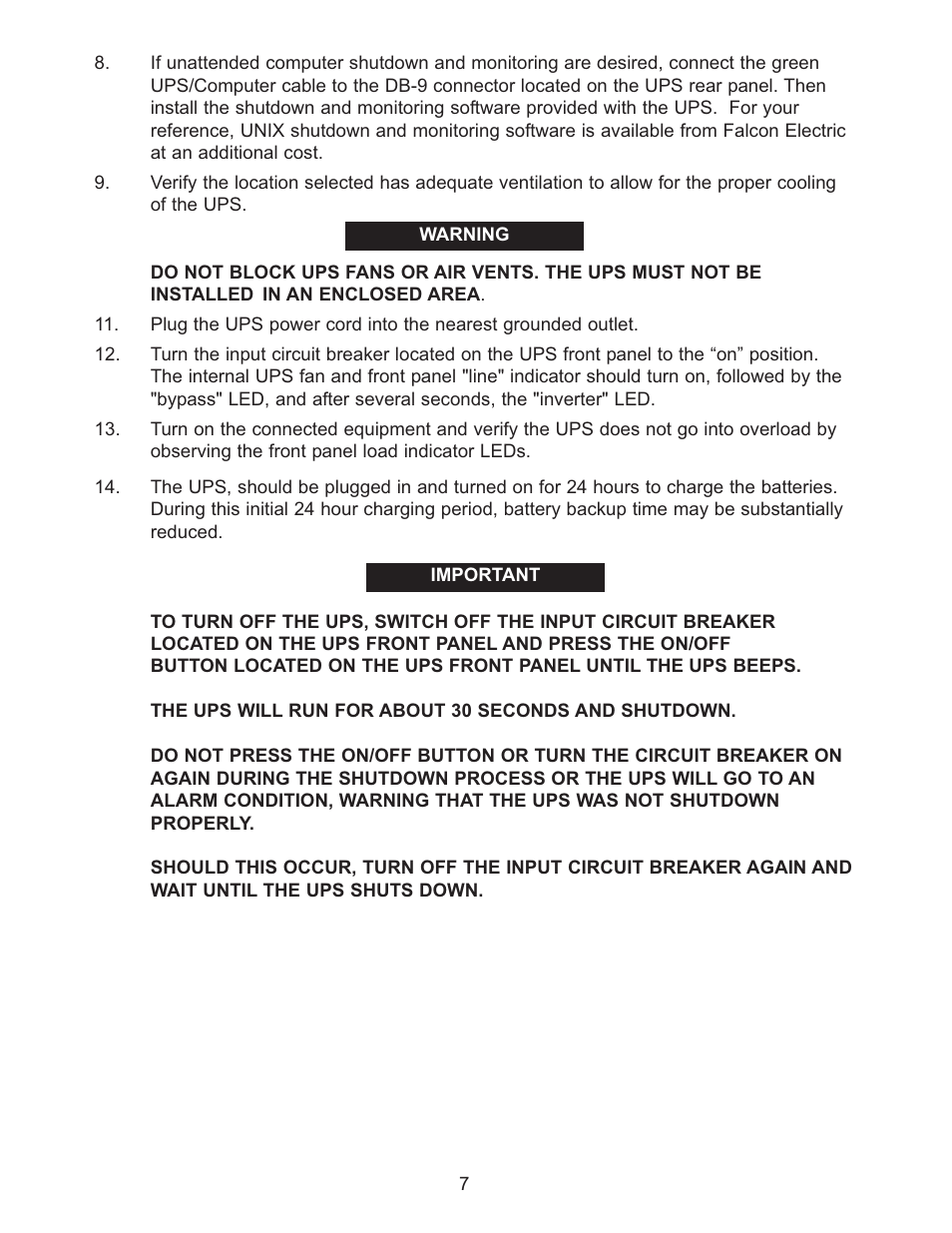Falcon RACKMOUNT SG SERIES UPS PLUS SG1KRM-1TU User Manual | Page 9 / 24