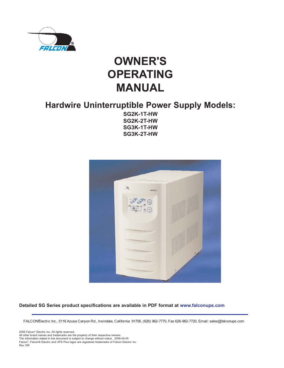 Falcon SG3K-1T-HW User Manual | 26 pages