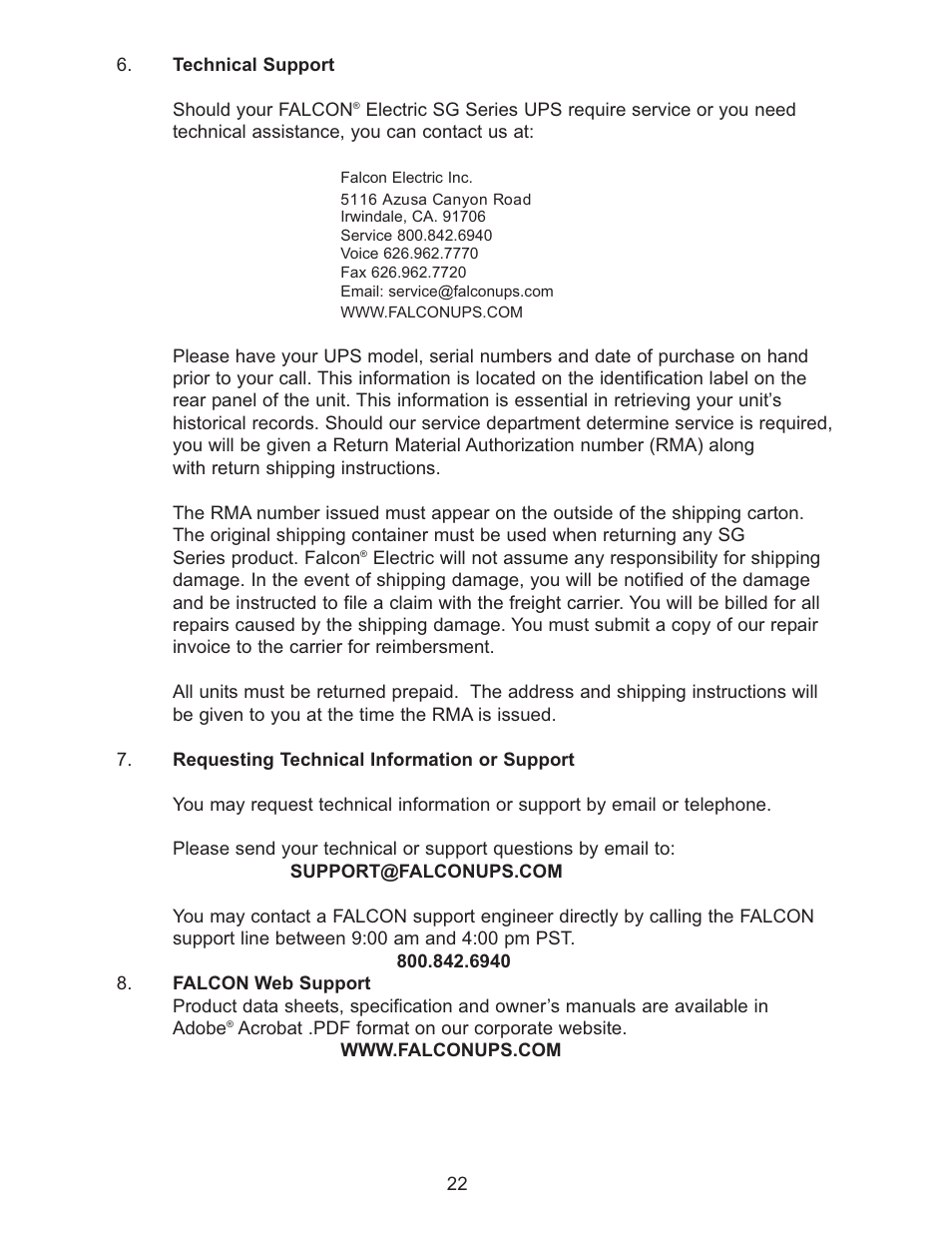 Falcon SG3K-1T-HW User Manual | Page 24 / 26